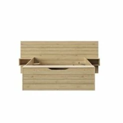 Lit Coffre 140x190 Effet Bois Clair - L217 X H90 X P221 Cm -Doublures De Lit Soldes 2024 lit coffre 140x190 effet bois clair l217 x h90 x p221 cm 2