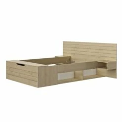 Lit Coffre 140x190 Effet Bois Clair - L217 X H90 X P221 Cm
