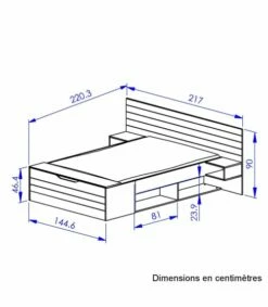 Lit Coffre 140x190 Effet Bois Clair - L217 X H90 X P221 Cm -Doublures De Lit Soldes 2024 lit coffre 140x190 effet bois clair l217 x h90 x p221 cm 4
