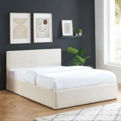 Lit Coffre 160x200 En Velours Côtelé Beige Avec Tête De Lit Et Sommier -Doublures De Lit Soldes 2024 lit coffre 160x200 en velours cotele beige avec tete de lit et sommier 2