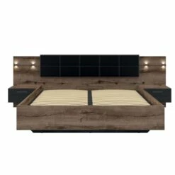 Lit Coffre 180x200 Sommier Chevet Led Et Prise Usb Inclus Naturel -Doublures De Lit Soldes 2024 lit coffre 180x200 sommier chevet led et prise usb inclus naturel 1