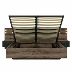 Lit Coffre 180x200 Sommier Chevet Led Et Prise Usb Inclus Naturel -Doublures De Lit Soldes 2024 lit coffre 180x200 sommier chevet led et prise usb inclus naturel 2