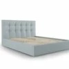 Lit Coffre Avec Tête De Lit 160x200 Cm En Tissu Structuré Bleu Clair