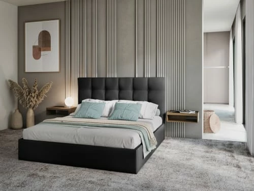 Lit Coffre Avec Tête De Lit 160x200 Cm En Tissu Structuré Gris Foncé 3 Lit Coffre Avec Tête De Lit 160x200 Cm En Tissu Structuré Gris Foncé – Image 3