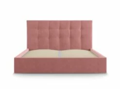 Lit Coffre Avec Tête De Lit 160x200 Cm En Velours Rose -Doublures De Lit Soldes 2024 lit coffre avec tete de lit 160x200 cm en velours rose 1