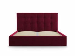 Lit Coffre Avec Tête De Lit 160x200 Cm En Velours Rouge Foncé -Doublures De Lit Soldes 2024 lit coffre avec tete de lit 160x200 cm en velours rouge fonce 1