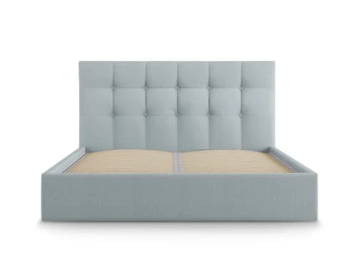 Lit Coffre Avec Tête De Lit 180x200 Cm En Tissu Structuré Bleu Clair 4 Lit Coffre Avec Tête De Lit 180x200 Cm En Tissu Structuré Bleu Clair – Image 4