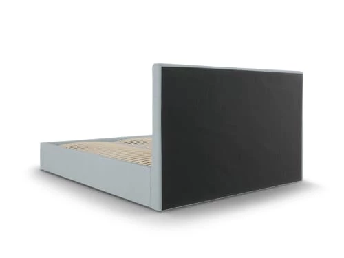 Lit Coffre Avec Tête De Lit 180x200 Cm En Tissu Structuré Bleu Clair 5 Lit Coffre Avec Tête De Lit 180x200 Cm En Tissu Structuré Bleu Clair – Image 5