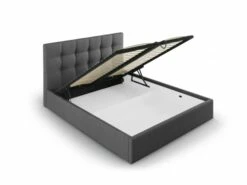 Lit Coffre Avec Tête De Lit 180x200 Cm En Tissu Structuré Gris Foncé -Doublures De Lit Soldes 2024 lit coffre avec tete de lit 180x200 cm en tissu structure gris fonce 1