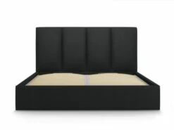 Lit Coffre Avec Tête De Lit 180x200 Cm En Tissu Structuré Noir -Doublures De Lit Soldes 2024 lit coffre avec tete de lit 180x200 cm en tissu structure noir 3