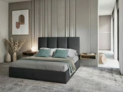 Lit Coffre Avec Tête De Lit 180x200 Cm En Velours Gris Foncé -Doublures De Lit Soldes 2024 lit coffre avec tete de lit 180x200 cm en velours gris fonce 2