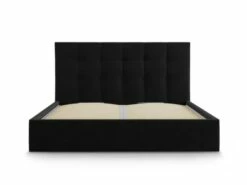 Lit Coffre Avec Tête De Lit 180x200 Cm En Velours Noir -Doublures De Lit Soldes 2024 lit coffre avec tete de lit 180x200 cm en velours noir 3