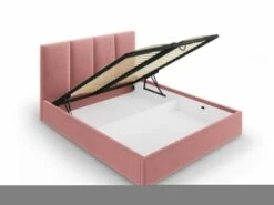 Lit Coffre Avec Tête De Lit 180x200 Cm En Velours Rose -Doublures De Lit Soldes 2024 lit coffre avec tete de lit 180x200 cm en velours rose 1