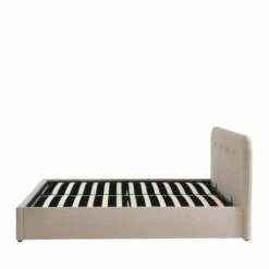 Lit Coffre Capitonné En Velours 160x200cm Beige -Doublures De Lit Soldes 2024 lit coffre capitonne en velours 160x200cm beige 4