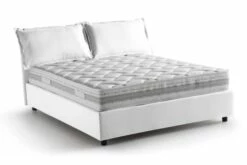 Lit Coffre Cm 140x190 En Tissu Blanc