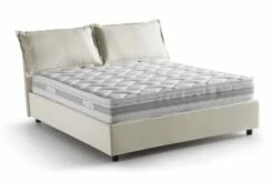 Lit Coffre Cm 140x190 En Tissu Crème