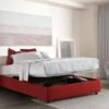 Lit Coffre Cm 140x190 En Tissu Rouge
