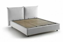 Lit Coffre Cm 160x200 En Tissu Blanc