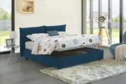 Lit Coffre Cm 160x200 En Tissu Bleu -Doublures De Lit Soldes 2024 lit coffre cm 160x200 en tissu bleu 2