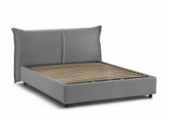 Lit Coffre Cm 160x200 En Tissu Gris