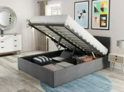 Lit Coffre En Tissu Gris Foncé Avec Sommier à Lattes 140x190 -Doublures De Lit Soldes 2024 lit coffre en tissu gris fonce avec sommier a lattes 140x190 3