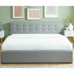 Lit Coffre Gris Clair 180x200 Avec Sommier Et Tête De Lit -Doublures De Lit Soldes 2024 lit coffre gris clair 180x200 avec sommier et tete de lit 3