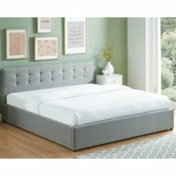 Lit Coffre Gris Clair 180x200 Avec Sommier Et Tête De Lit -Doublures De Lit Soldes 2024 lit coffre gris clair 180x200 avec sommier et tete de lit 5