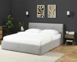 Lit Coffre Tissu Gris Chiné 140x190 Sommier Inclus -Doublures De Lit Soldes 2024 lit coffre tissu gris chine 140x190 sommier inclus 2