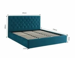 Lit Coffre Velours Bleu Paon Sommier 180x200cm Inclus -Doublures De Lit Soldes 2024 lit coffre velours bleu paon sommier 180x200cm inclus 2