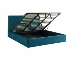 Lit Coffre Velours Bleu Paon Sommier 180x200cm Inclus -Doublures De Lit Soldes 2024 lit coffre velours bleu paon sommier 180x200cm inclus 5