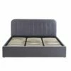 Lit Coffre Velours Gris Sommier 180x200cm Inclus