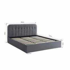 Lit Coffre Velours Gris Sommier 180x200cm Inclus -Doublures De Lit Soldes 2024 lit coffre velours gris sommier 180x200cm inclus 2