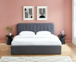 Lit Coffre Velours Gris Sommier 180x200cm Inclus -Doublures De Lit Soldes 2024 lit coffre velours gris sommier 180x200cm inclus 4