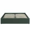 Lit Coffre Velours Vert Forêt 140x190 Sommier Inclus