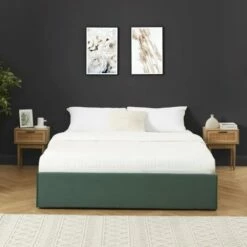 Lit Coffre Velours Vert Forêt 160x200 Sommier Inclus -Doublures De Lit Soldes 2024 lit coffre velours vert foret 160x200 sommier inclus 1