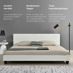 Lit Contemporain Blanc-180 X 200 (cm) -Doublures De Lit Soldes 2024 lit contemporain blanc 180 x 200 cm 2