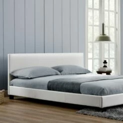 Lit Contemporain Blanc-180 X 200 (cm) -Doublures De Lit Soldes 2024 lit contemporain blanc 180 x 200 cm 3