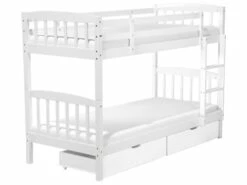 Lit D'enfant En Bois Solide Blanc 90x200