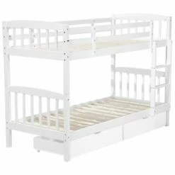 Lit D'enfant En Bois Solide Blanc 90x200 -Doublures De Lit Soldes 2024 lit d enfant en bois solide blanc 90x200 6