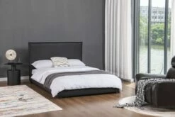 Lit Design 160x200 Cm En Similicuir Noir -Doublures De Lit Soldes 2024 lit design 160x200 cm en similicuir noir 2