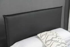 Lit Design 160x200 Cm En Similicuir Noir -Doublures De Lit Soldes 2024 lit design 160x200 cm en similicuir noir 4