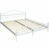 Lit Design Romantique Avec Sommier 200 X 180 Cm Blanc/blanc