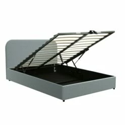 Lit Double 140x190 Cm Avec Coffre En Tissu Gris -Doublures De Lit Soldes 2024 lit double 140x190 cm avec coffre en tissu gris 4