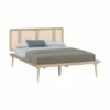 Lit Double 140x190 Cm En Bois Et Cannage