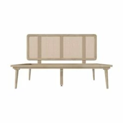 Lit Double 140x190 Cm En Bois Et Cannage -Doublures De Lit Soldes 2024 lit double 140x190 cm en bois et cannage 4