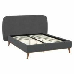 Lit Double 140x190 Cm En Tissu Gris -Doublures De Lit Soldes 2024 lit double 140x190 cm en tissu gris 2