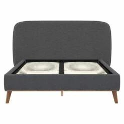 Lit Double 140x190 Cm En Tissu Gris -Doublures De Lit Soldes 2024 lit double 140x190 cm en tissu gris 5