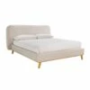 Lit Double 160x200 Cm En Tissu Beige