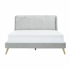 Lit Double 160x200 Cm En Tissu Gris Clair -Doublures De Lit Soldes 2024 lit double 160x200 cm en tissu gris clair 5