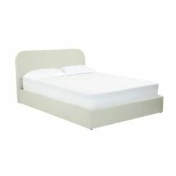 Lit Double Avec Coffre 160x200 Cm En Tissu Beige -Doublures De Lit Soldes 2024 lit double avec coffre 160x200 cm en tissu beige 5